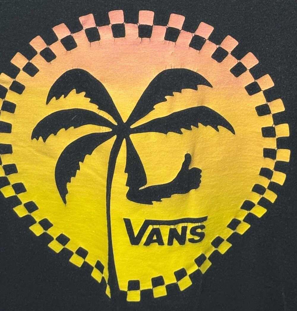VANS Black Orange Large T-Shirt Palm Tree Off The Wall Skater Skateboarding